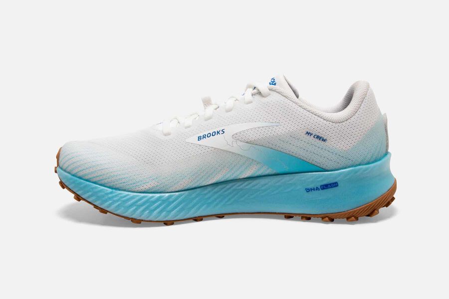 Brooks Running Shoes - Catamount Trail Womens - White/Blue - BNY-783094